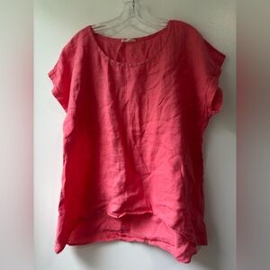 Eileen Fisher Orange Cap Sleeve Boxy Blouse